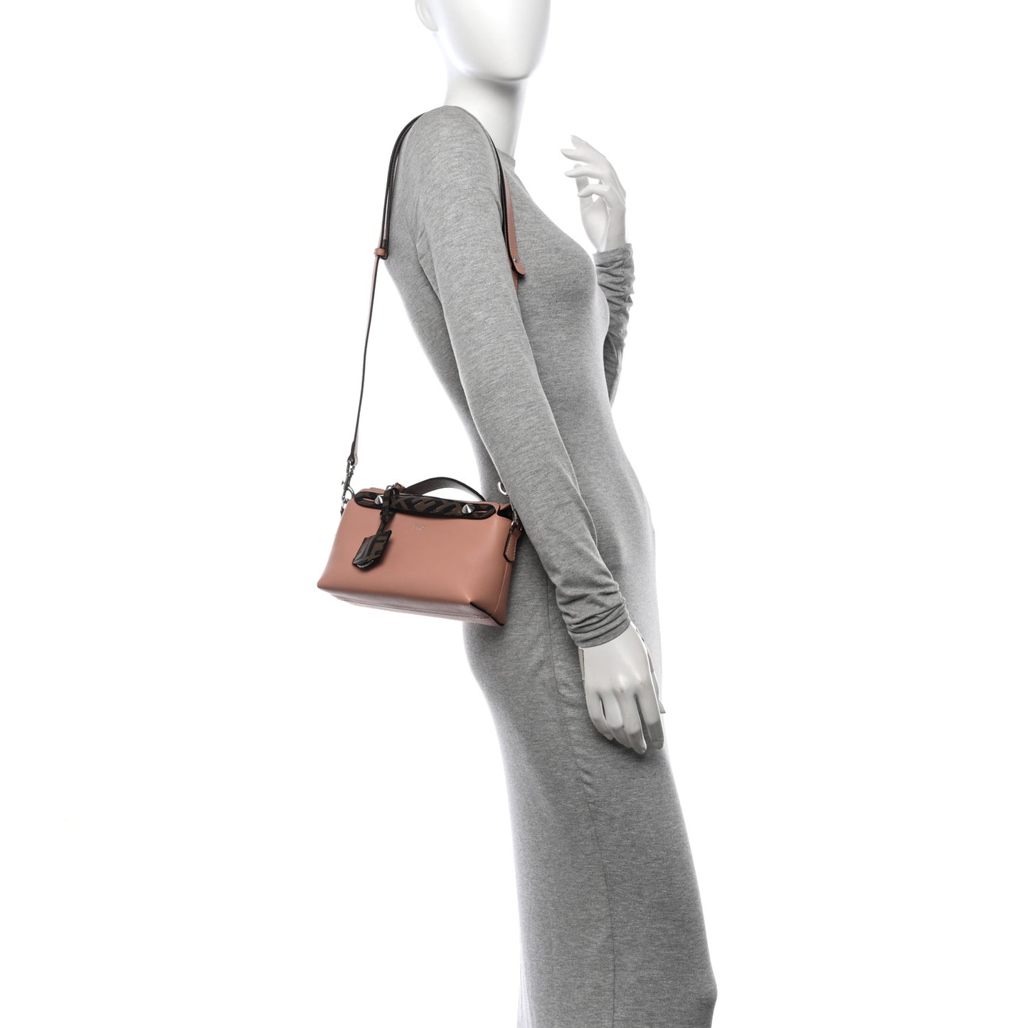 Vitello Dolce Bi-Color FF 1974 Embossed Mini By The Way Boston Bag Pink Black Maya