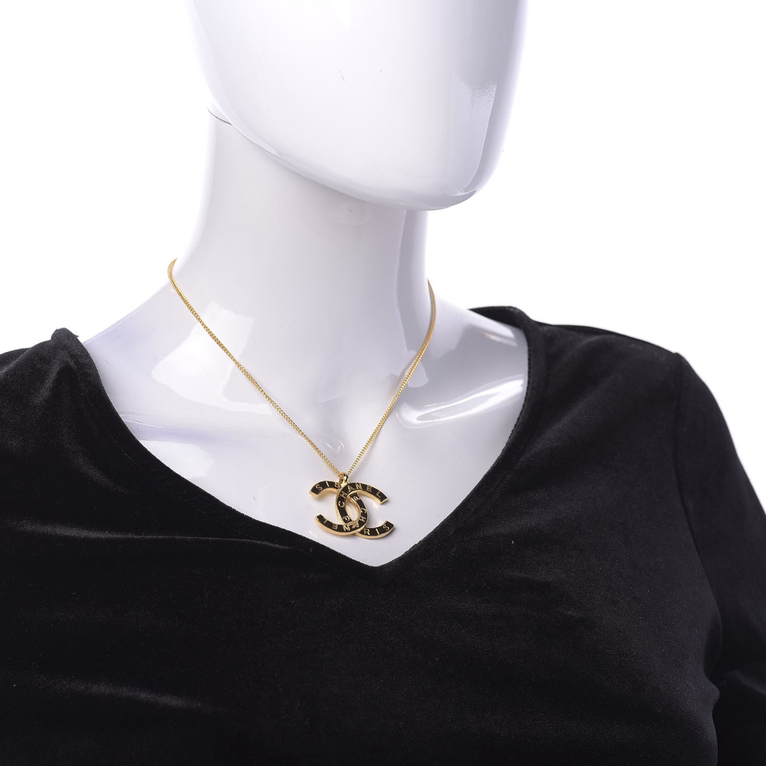 Chanel Metal CC Paris Button Necklace Gold 4 of 6