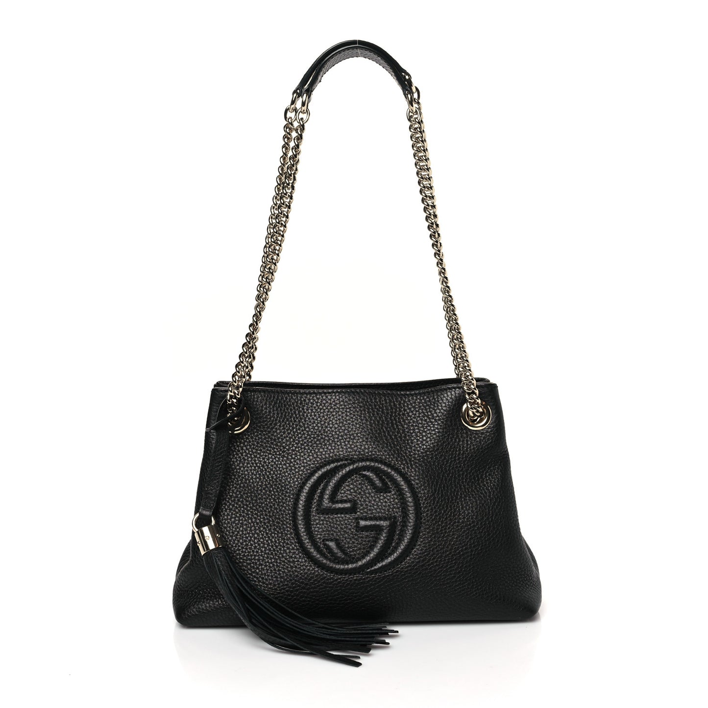 Pebbled Calfskin Small Soho Chain Shoulder Bag Black