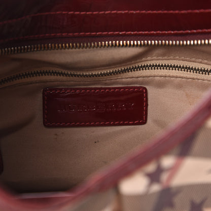 Burberry Patent Supernova Check Stars Small Hernville Hobo Berry Red 8 of 11
