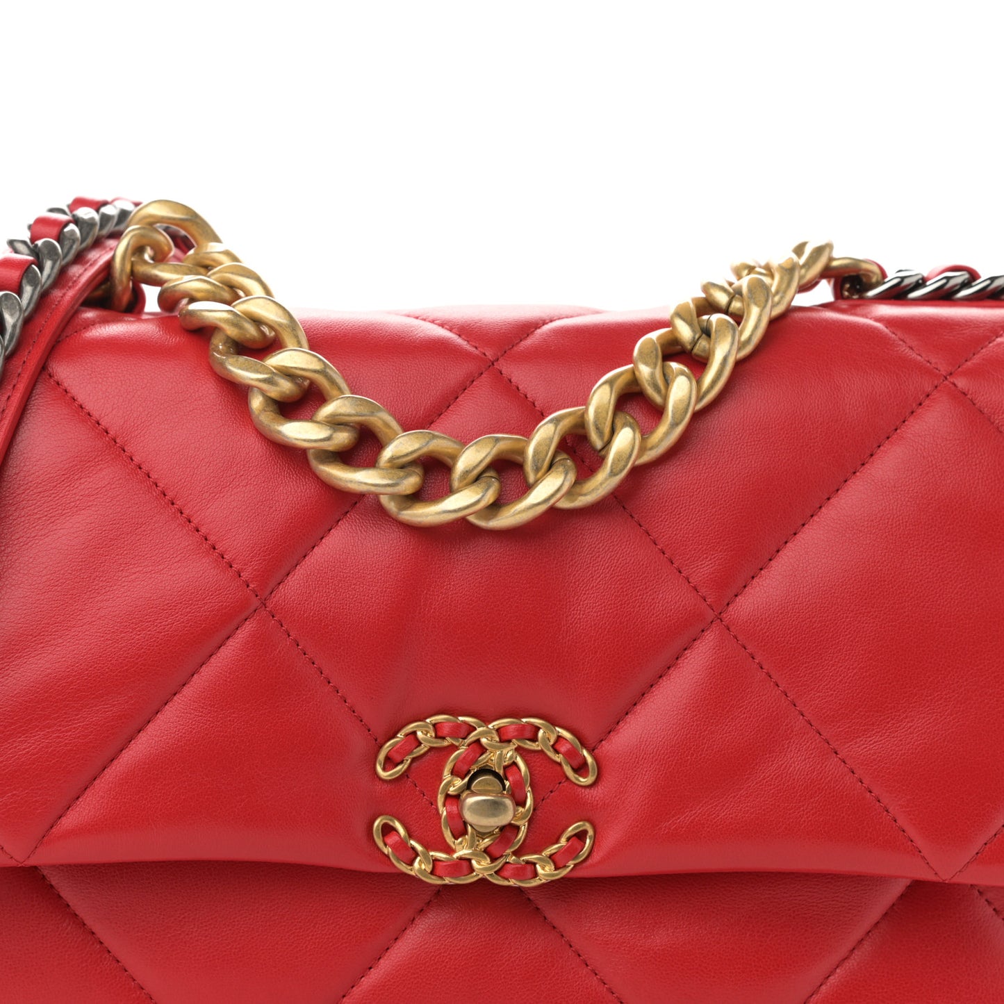Lambskin Quilted Large Chanel 19 Flap Red