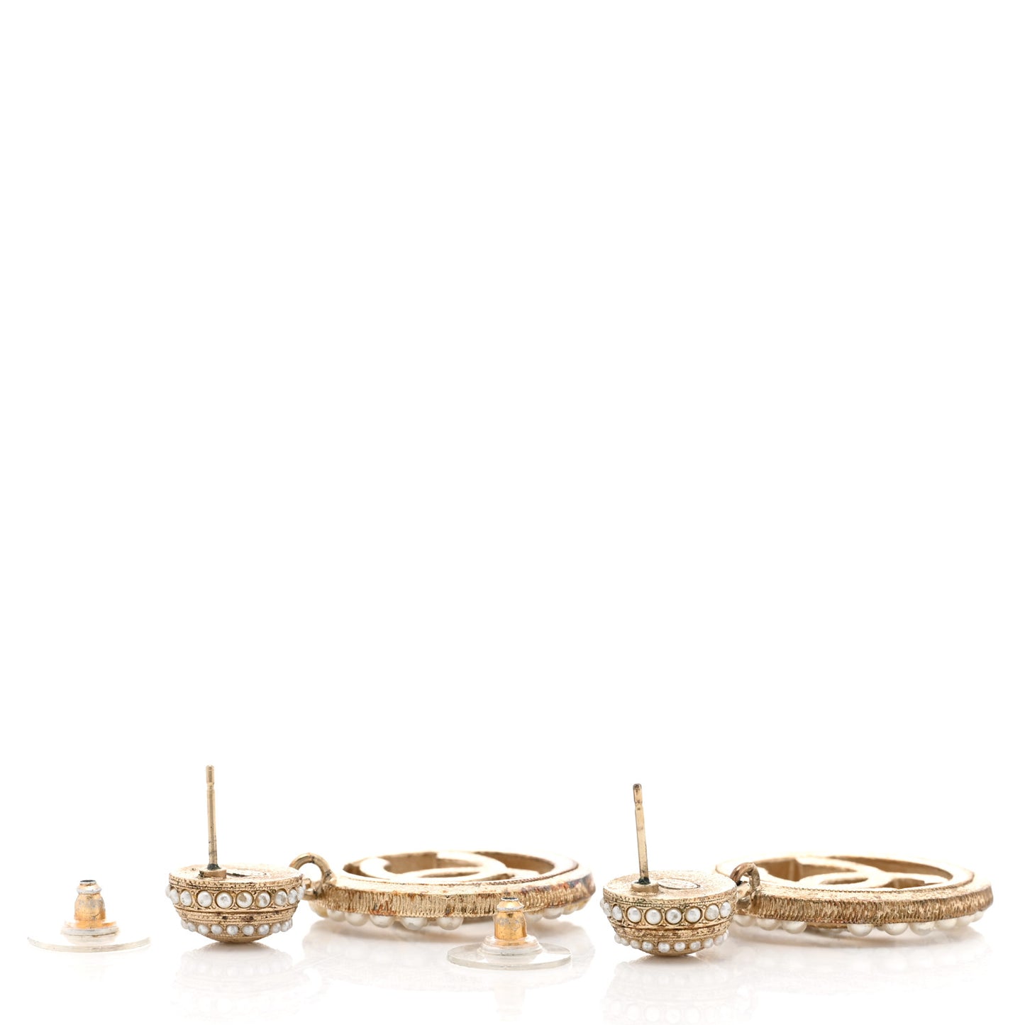 Pearl CC Drop Earrings Light Gold