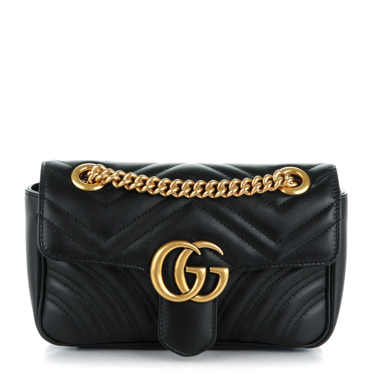 Calfskin Matelasse Mini GG Marmont Shoulder Bag Black