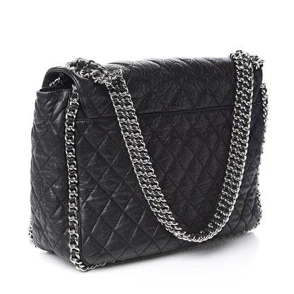 Chanel Washed Lambskin Quilted Maxi Chain Around Flap Black 3 of 10