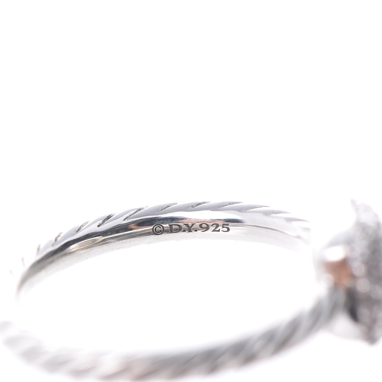 David Yurman Sterling Silver Pave Diamond 8mm Petite Cushion Ring 51.9 6 4 of 5