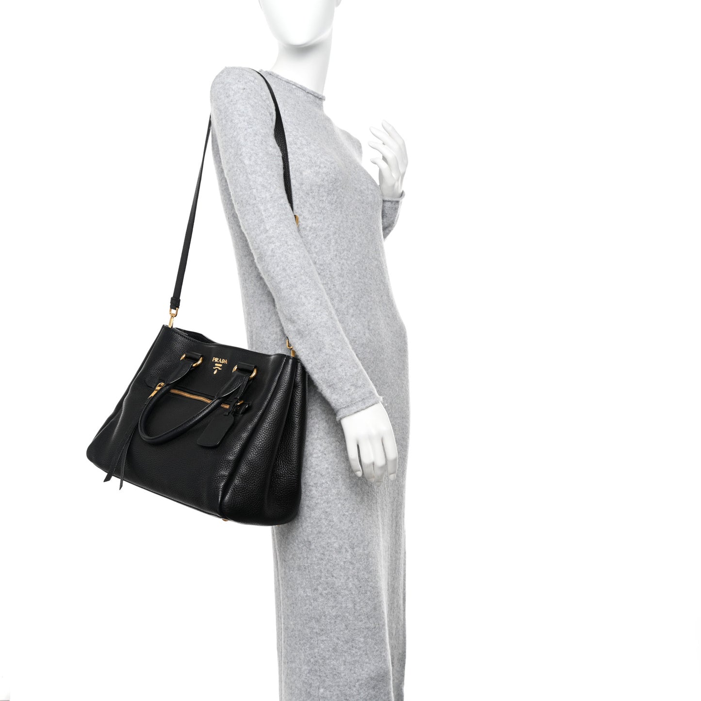 Vitello Daino Shopping Satchel Black