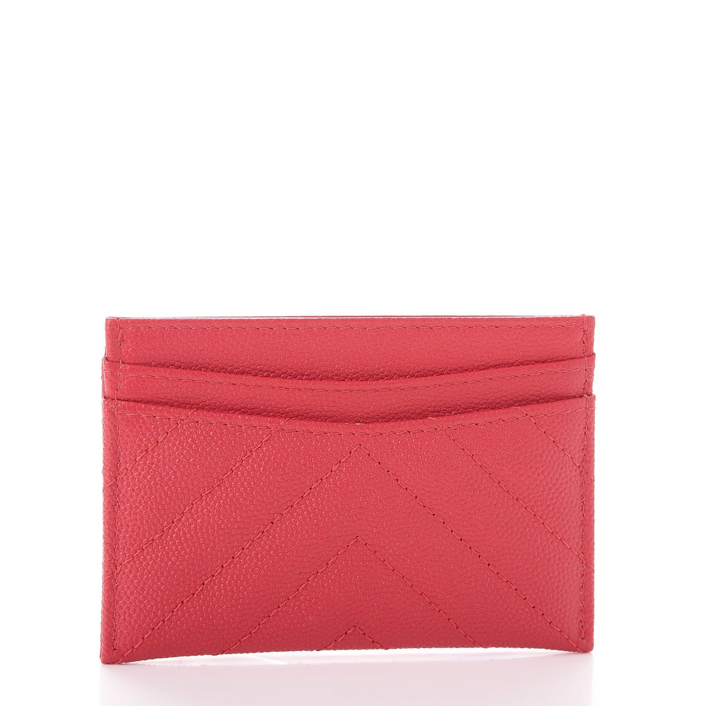 Caviar Chevron Quilted Card Holder Light Red