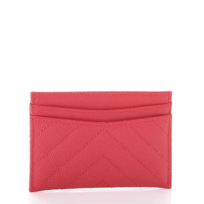 Chanel Caviar Chevron Quilted Card Holder Light Red 3 of 9