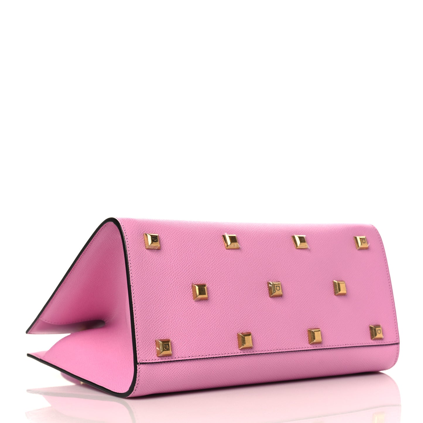 Hammered Calfskin Medium The Studio Box Bag Flamingo