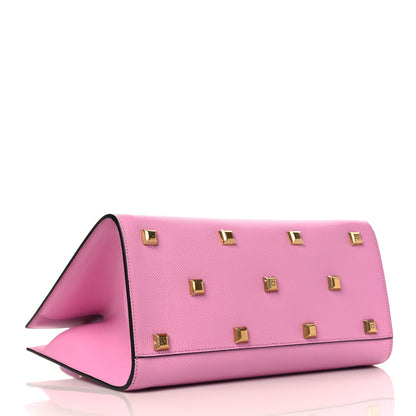 Salvatore Ferragamo Hammered Calfskin Medium The Studio Box Bag Flamingo 3 of 9