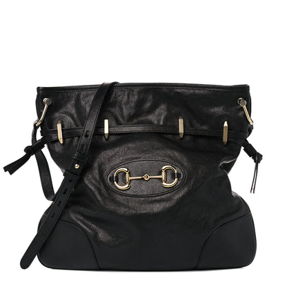 Gucci Sakai Calfskin Horsebit 1955 Cinch Top Messenger Bag Black 1 of 12