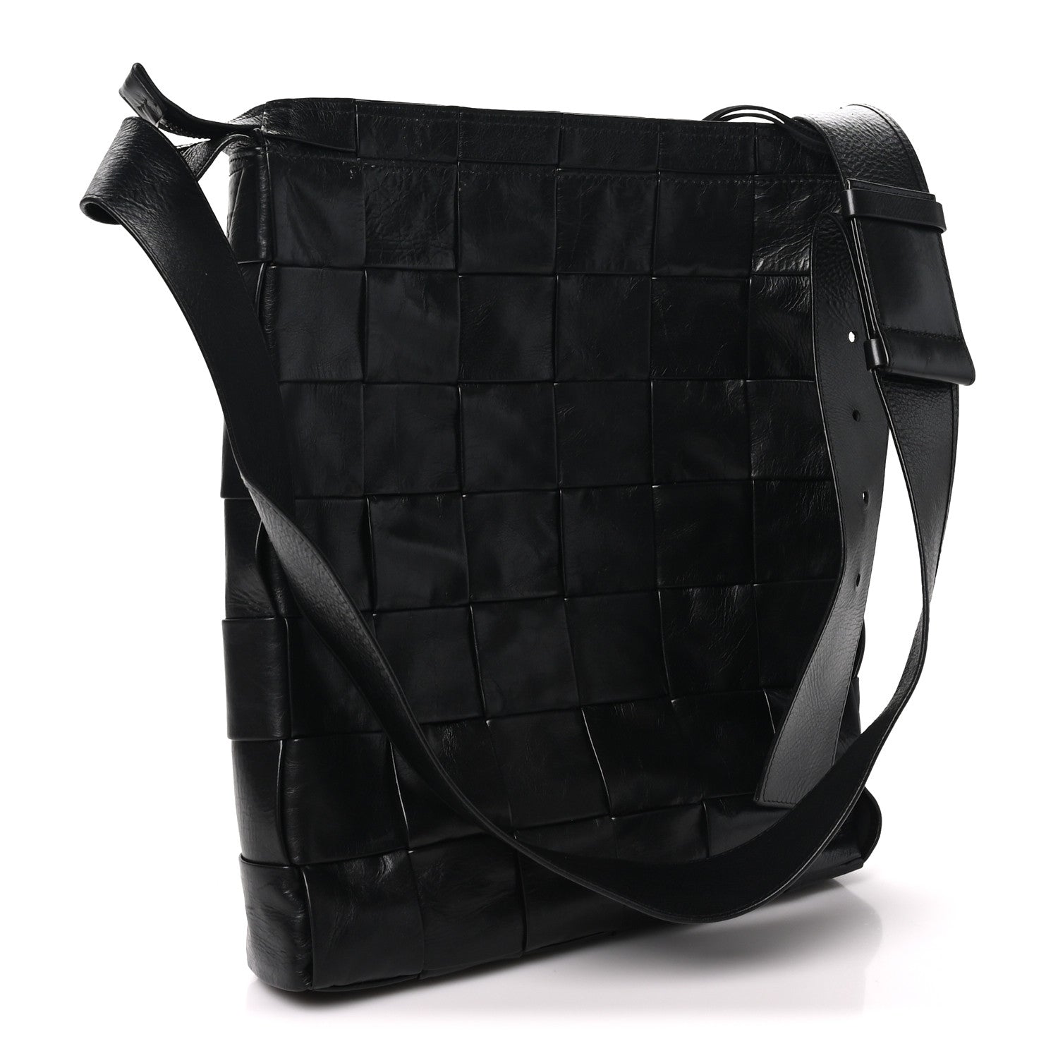 Bottega Veneta Paper Calfskin Maxi Intrecciato Cassette Messenger Black 3 of 9