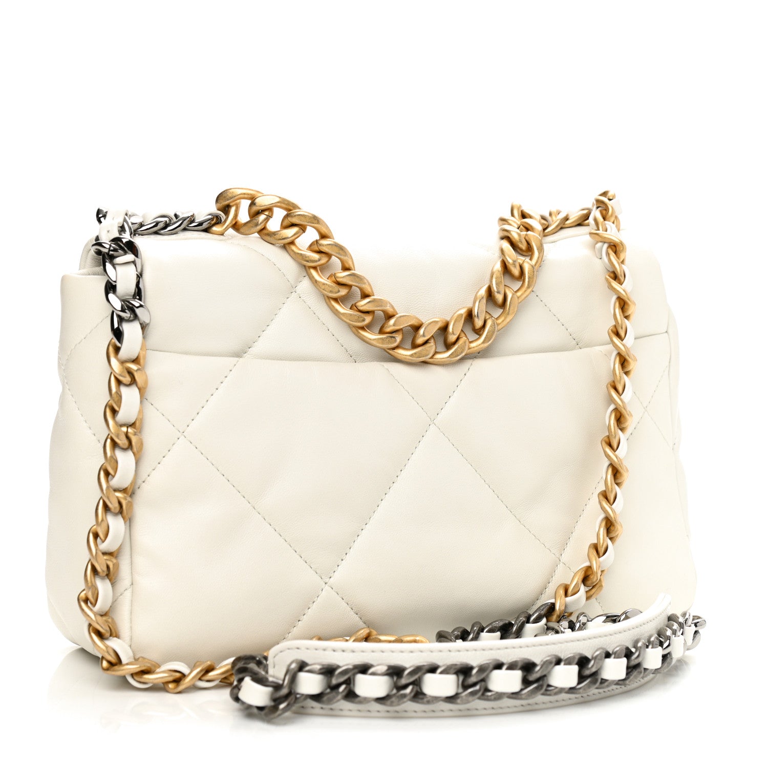 Chanel Goatskin Quilted Medium Chanel 19 Flap White 3 of 9