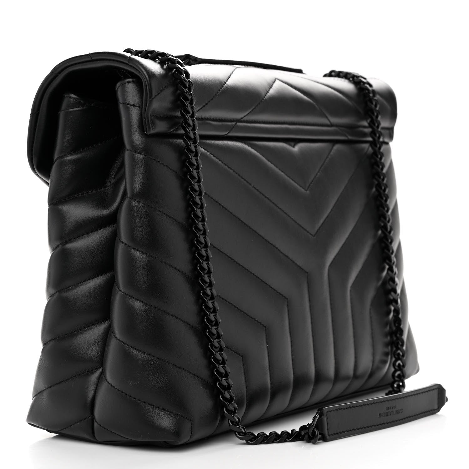 Saint Laurent Calfskin Y Quilted Monogram Monochrome Medium Loulou Chain Satchel Black 3 of 11