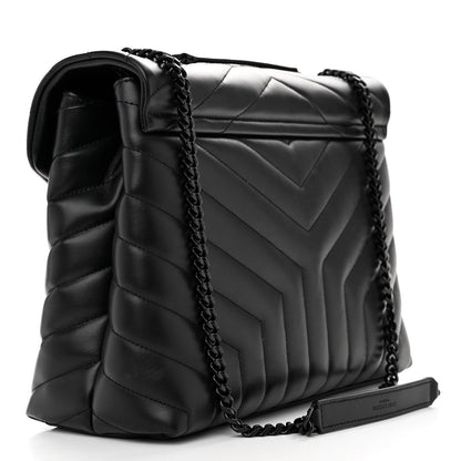 Saint Laurent Calfskin Y Quilted Monogram Monochrome Medium Loulou Chain Satchel Black 3 of 11