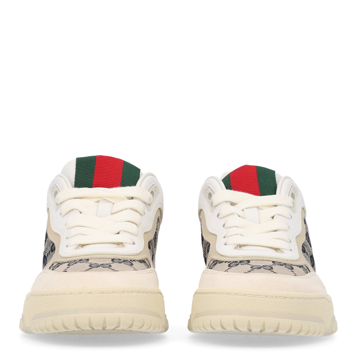 Gucci Calfskin Suede GG Monogram Re-Web Womens Sneakers 36.5 White Beige Blue 3 of 11