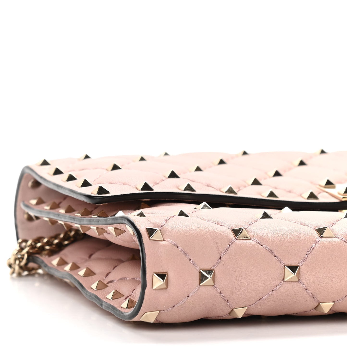 Nappa Rockstud Spike Wallet on Chain Water Rose