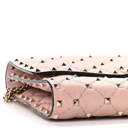 Valentino Garavani Nappa Rockstud Spike Wallet on Chain Water Rose 7 of 9