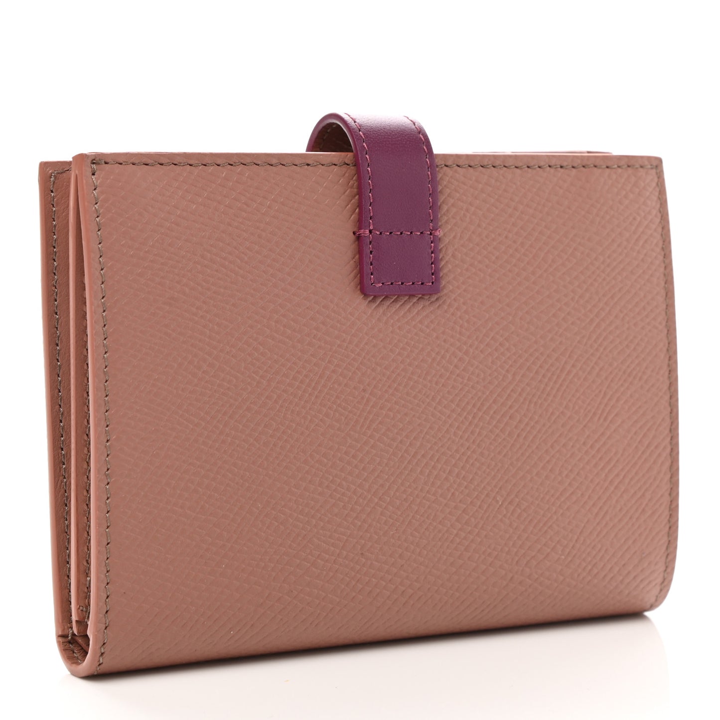 Grained Calfskin Medium Multifunction Strap Wallet Antique Rose Wild Berry
