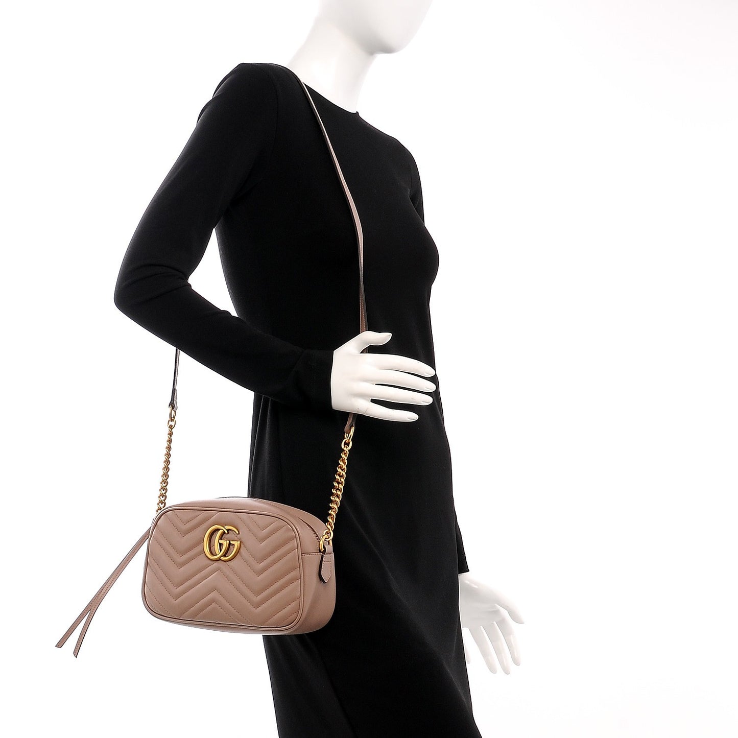 Calfskin Matelasse Small GG Marmont Chain Shoulder Bag Porcelain Rose
