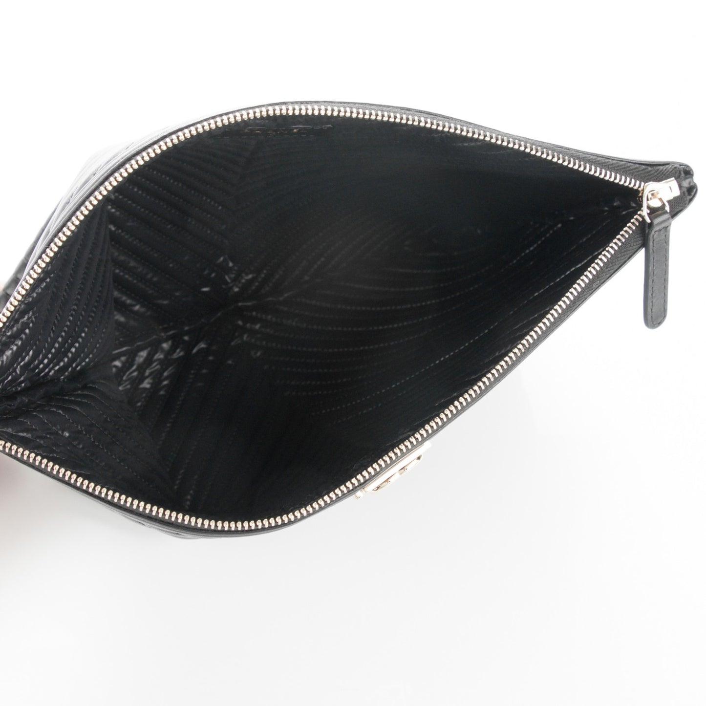 Calfskin Chevron Medium Boy Cosmetic Case Black