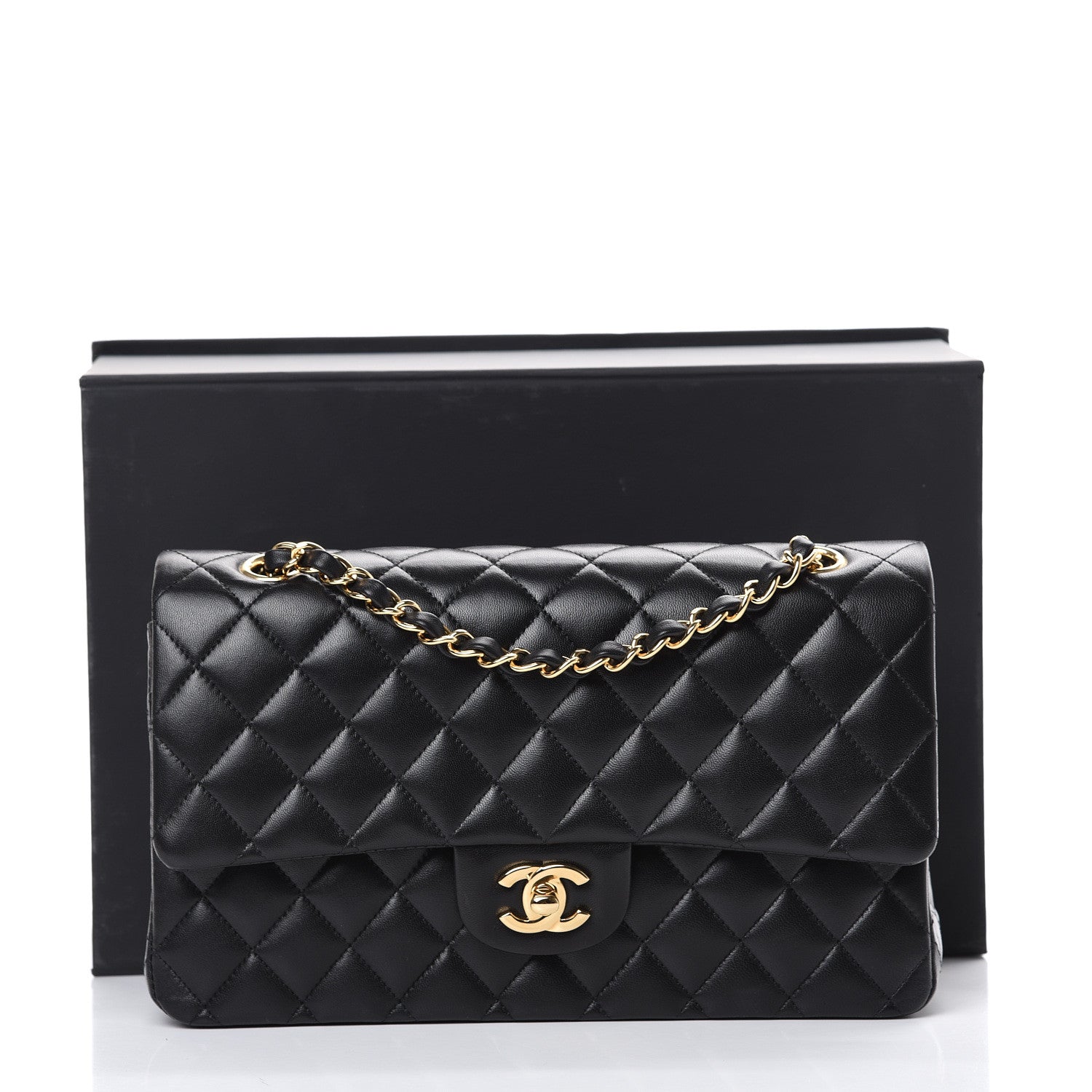 Chanel Lambskin Quilted Medium Double Flap Black 15 of 15