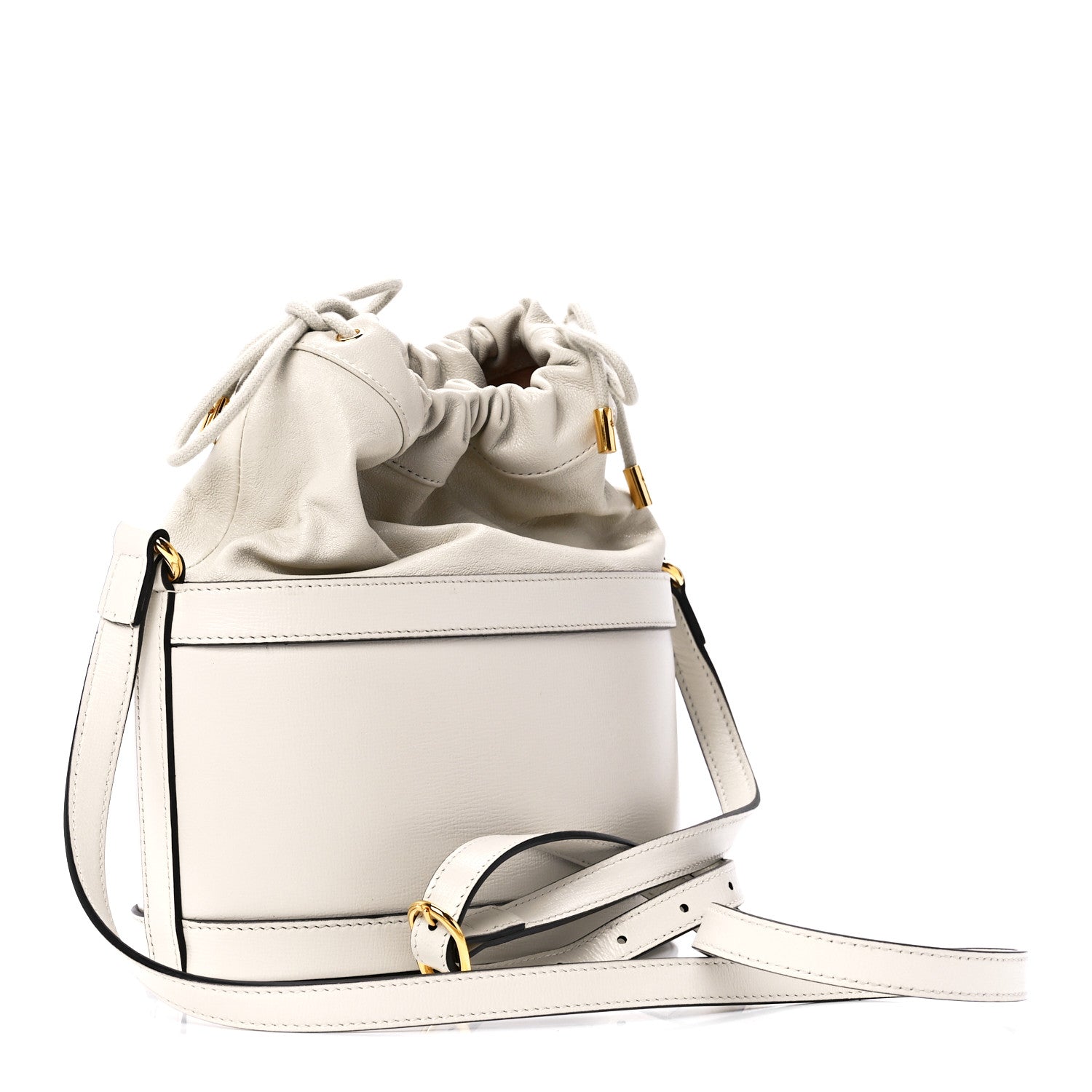 Gucci Azalea Sakai Calfskin Horsebit 1955 Drawstring Bucket Bag Mystic White 3 of 12