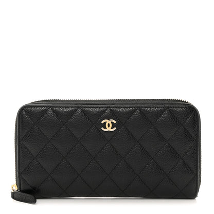 Chanel Caviar Quilted Large Gusset Zip Around Wallet Black 1 of 13