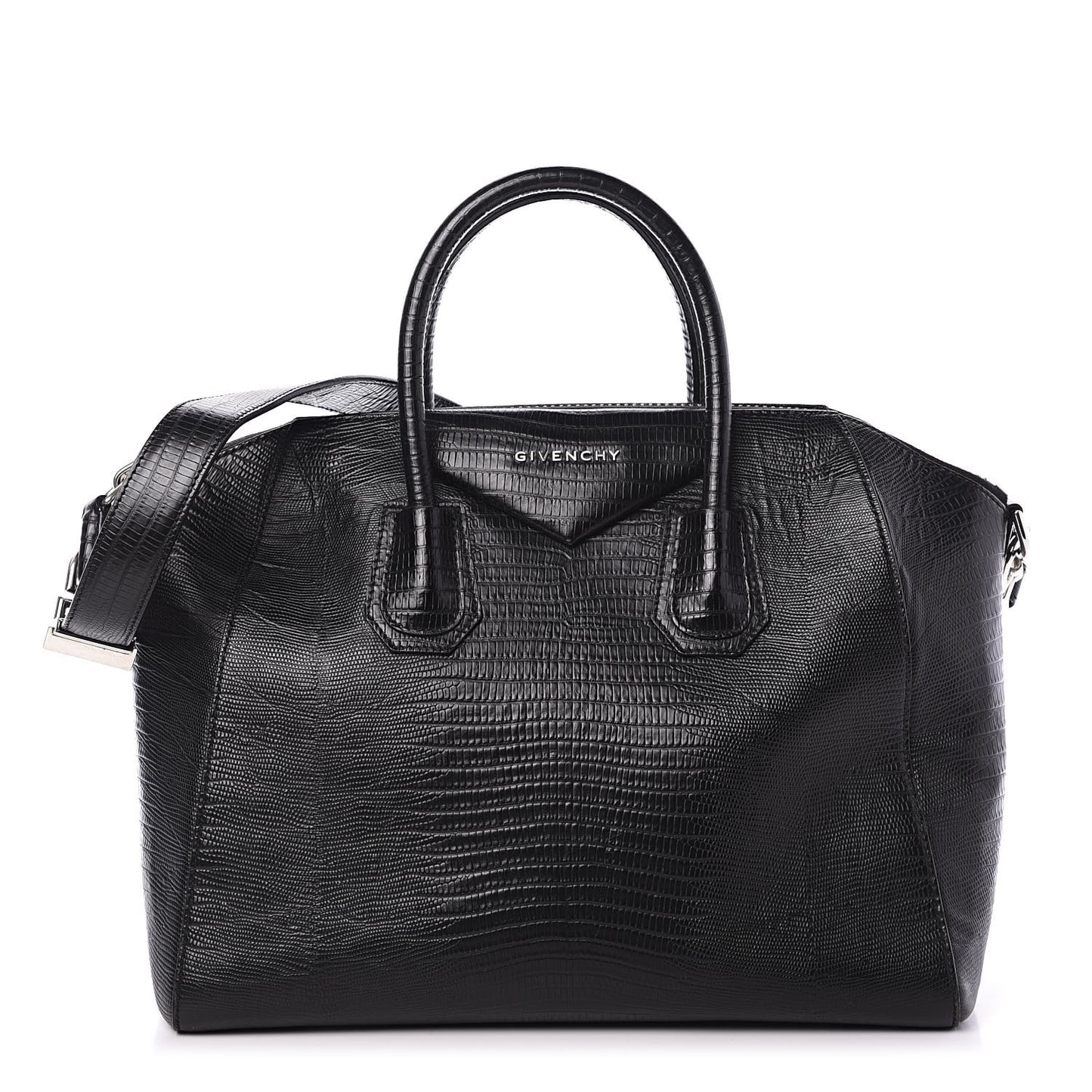Calfskin Lizard Embossed Medium Antigona Black