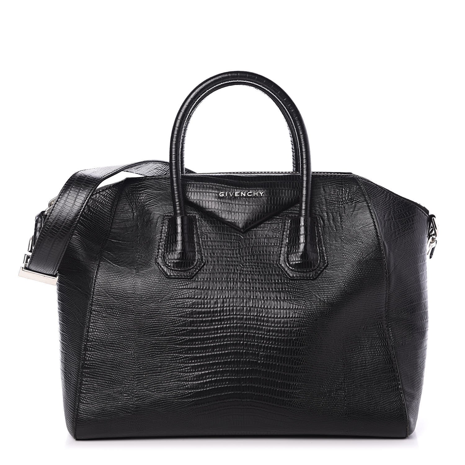 Givenchy Calfskin Lizard Embossed Medium Antigona Black 1 of 13