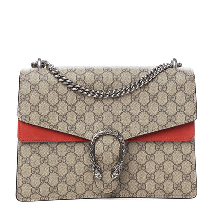 Gucci GG Supreme Monogram Suede Cudu Medium Dionysus Shoulder Bag Beige Ebony Vulcanic Red 1 of 13