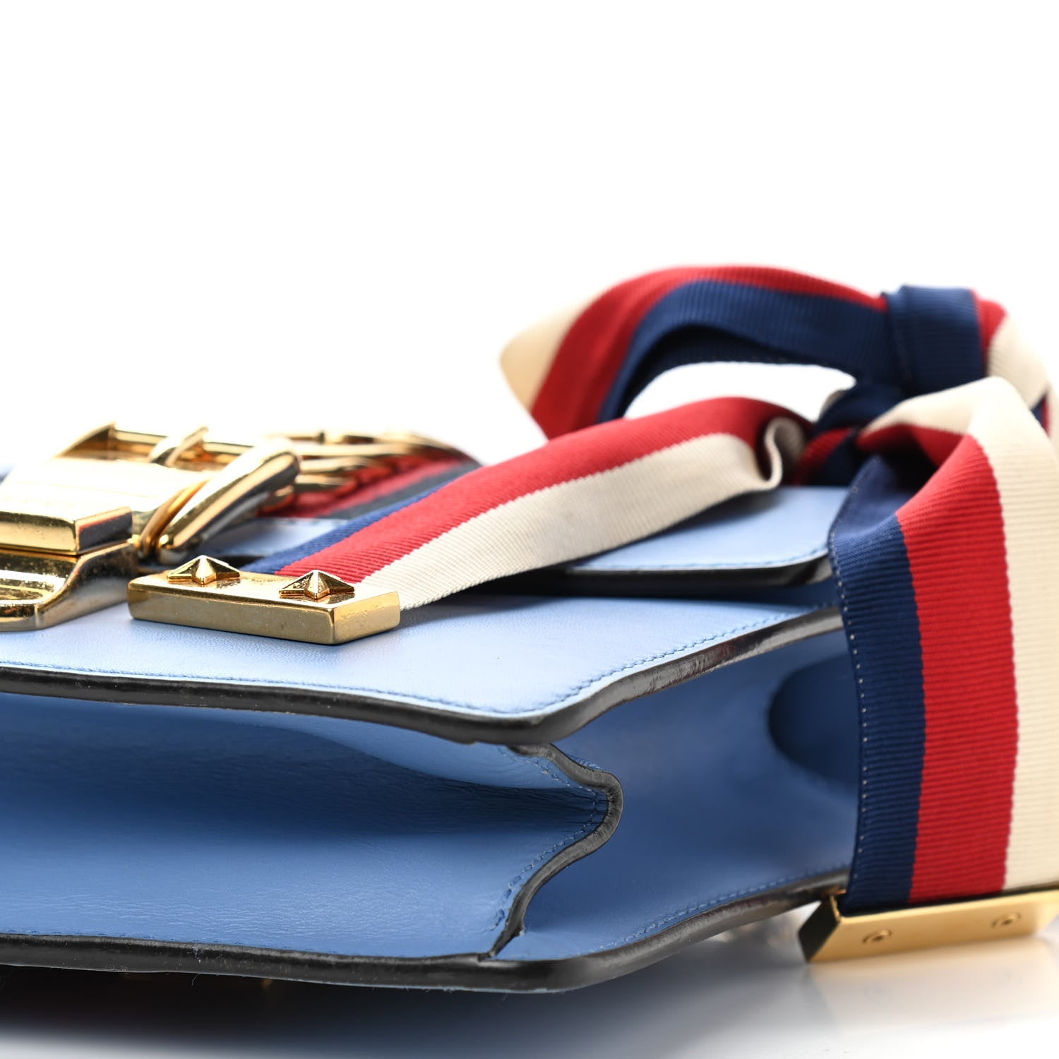 Gucci Calfskin Mini Sylvie Chain Shoulder Bag Clear Sky Blue 12 of 17