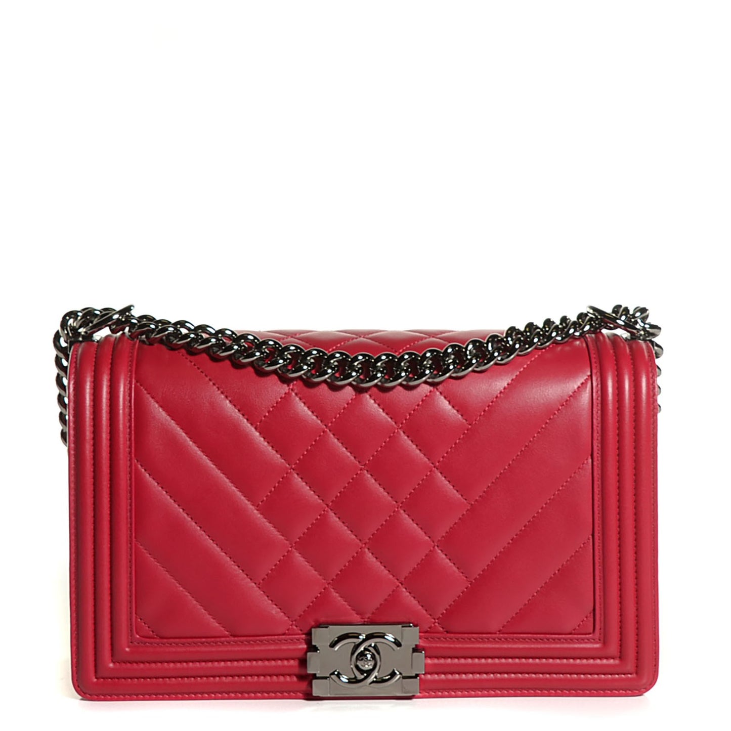 Calfskin Quilted New Medium Boy Flap Dark Pink