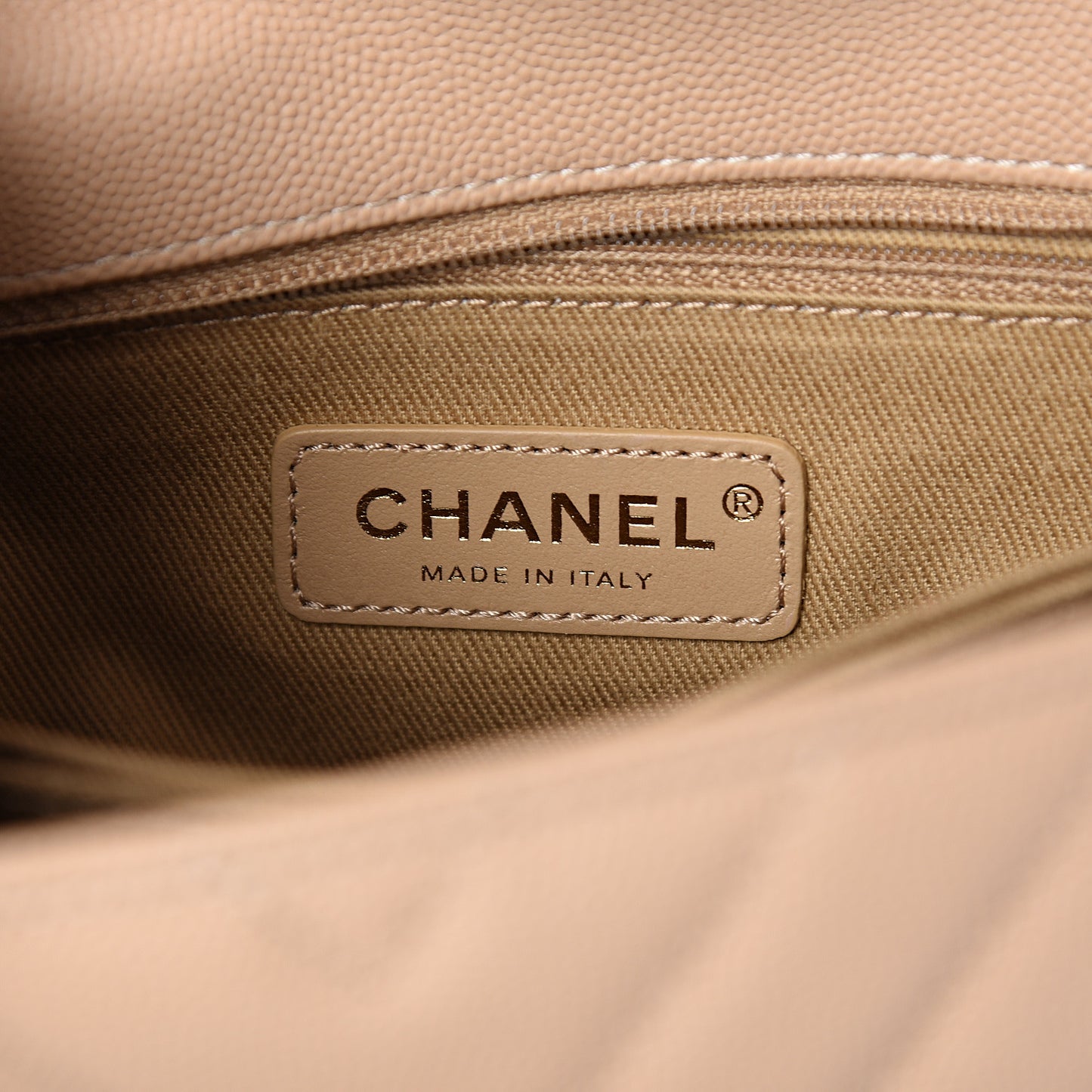 Caviar Chevron Quilted Mini Coco Handle Flap Beige