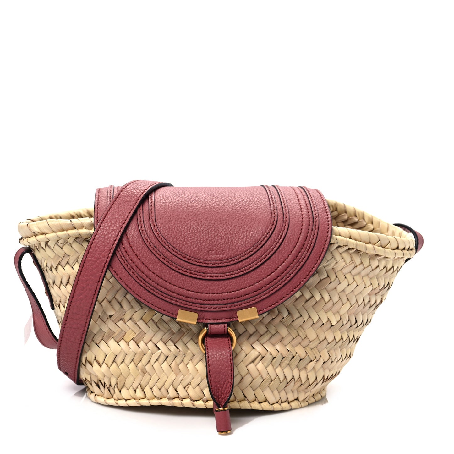 Raffia Calfskin Marcie Basket Peony Red