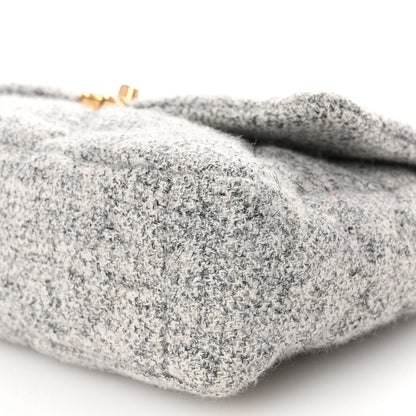 Chanel Tweed Quilted Large Chanel 19 Flap Grey Ecru 10 of 10