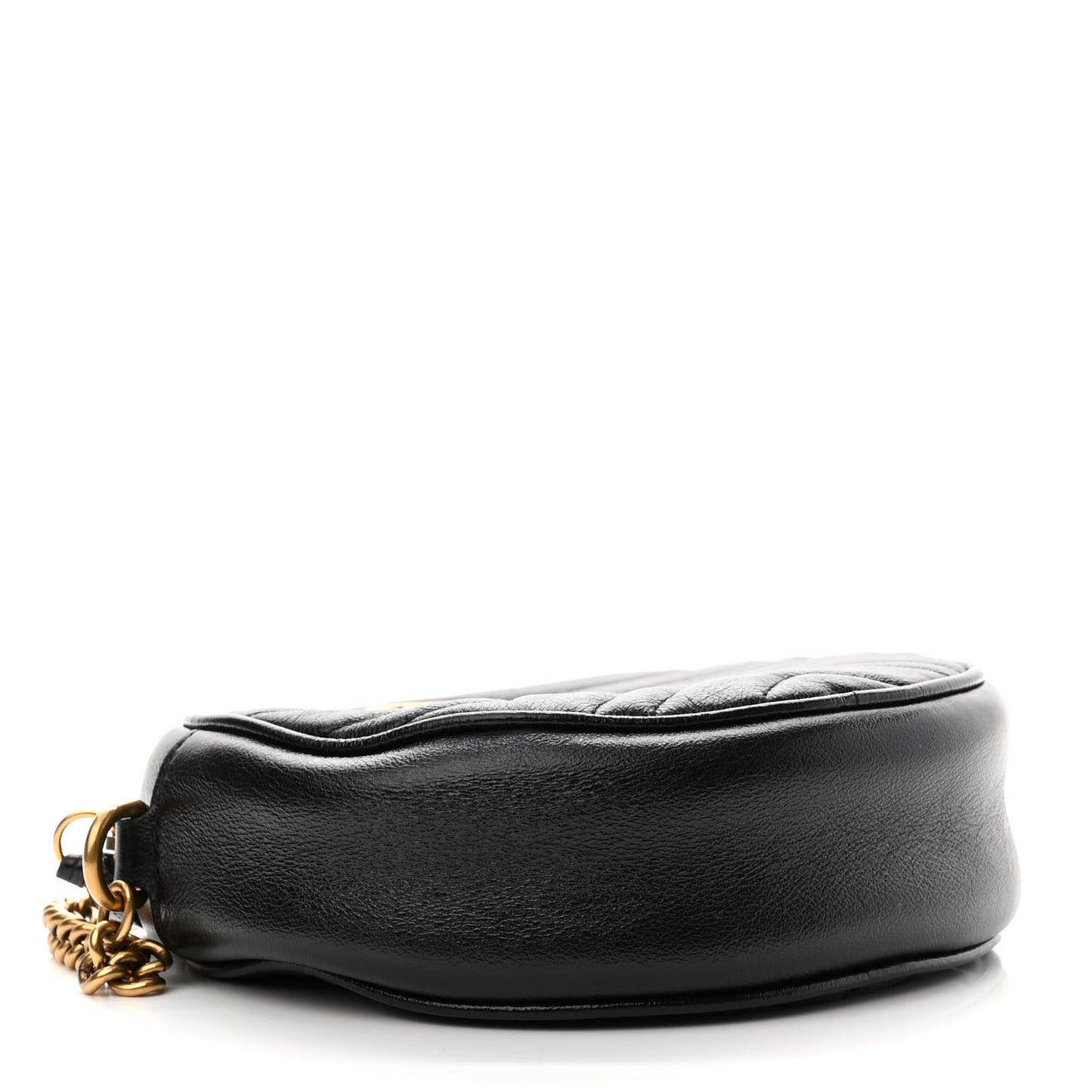 Azalea Calfskin Matelasse Heart Mini GG Marmont Round Shoulder Bag Black