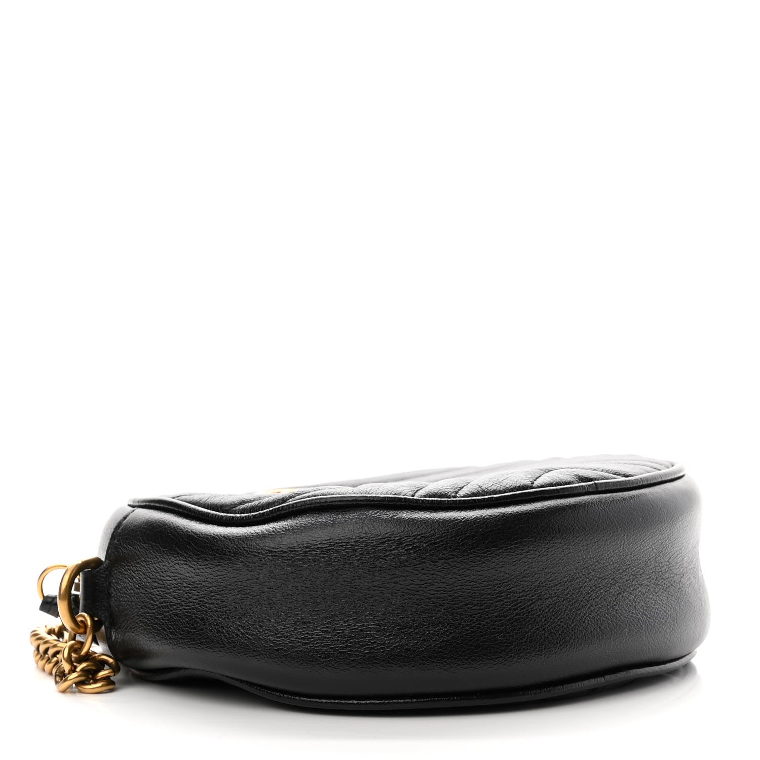 Gucci Azalea Calfskin Matelasse Heart Mini GG Marmont Round Shoulder Bag Black 4 of 10