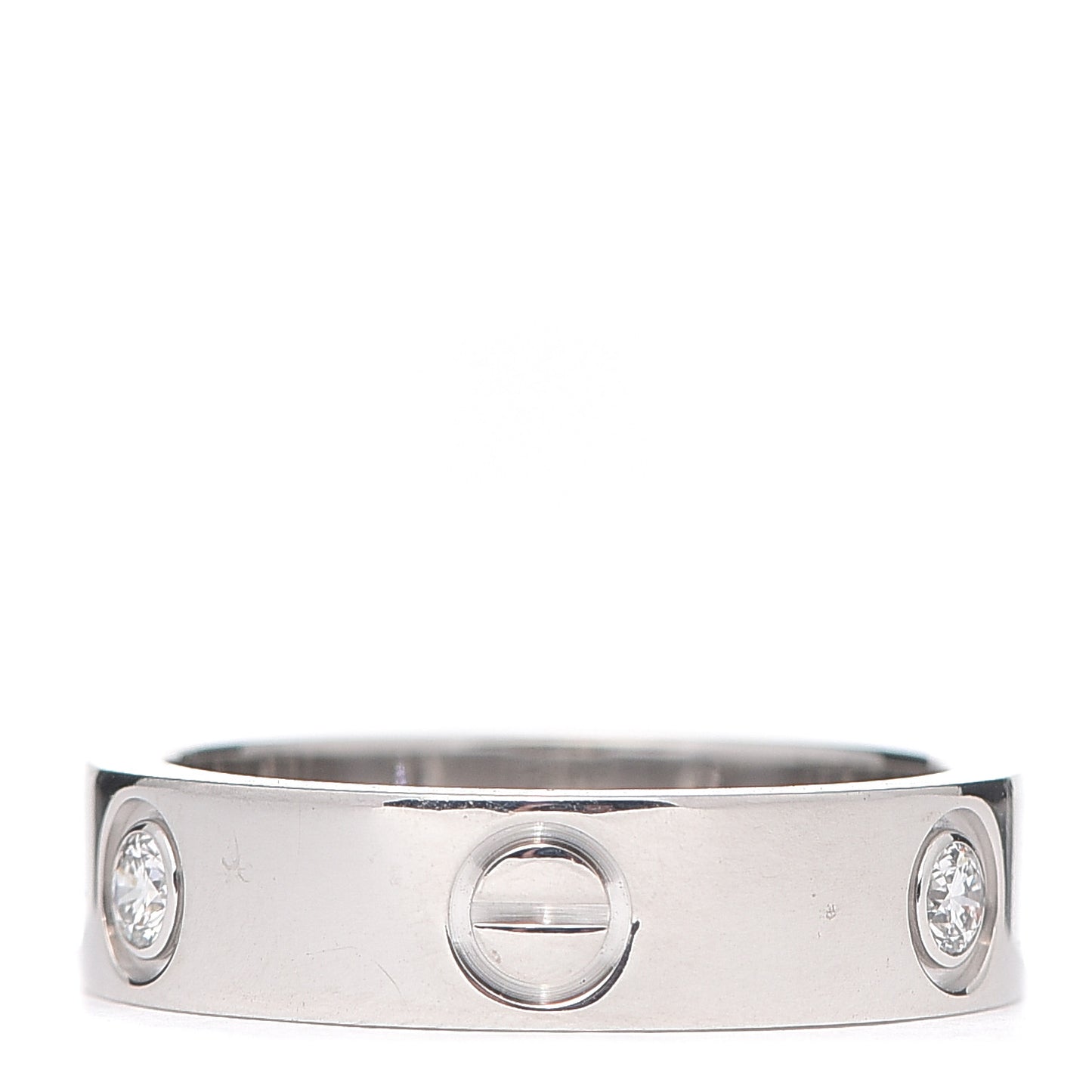 18K White Gold 3 Diamond 5.5mm LOVE Ring 57 8