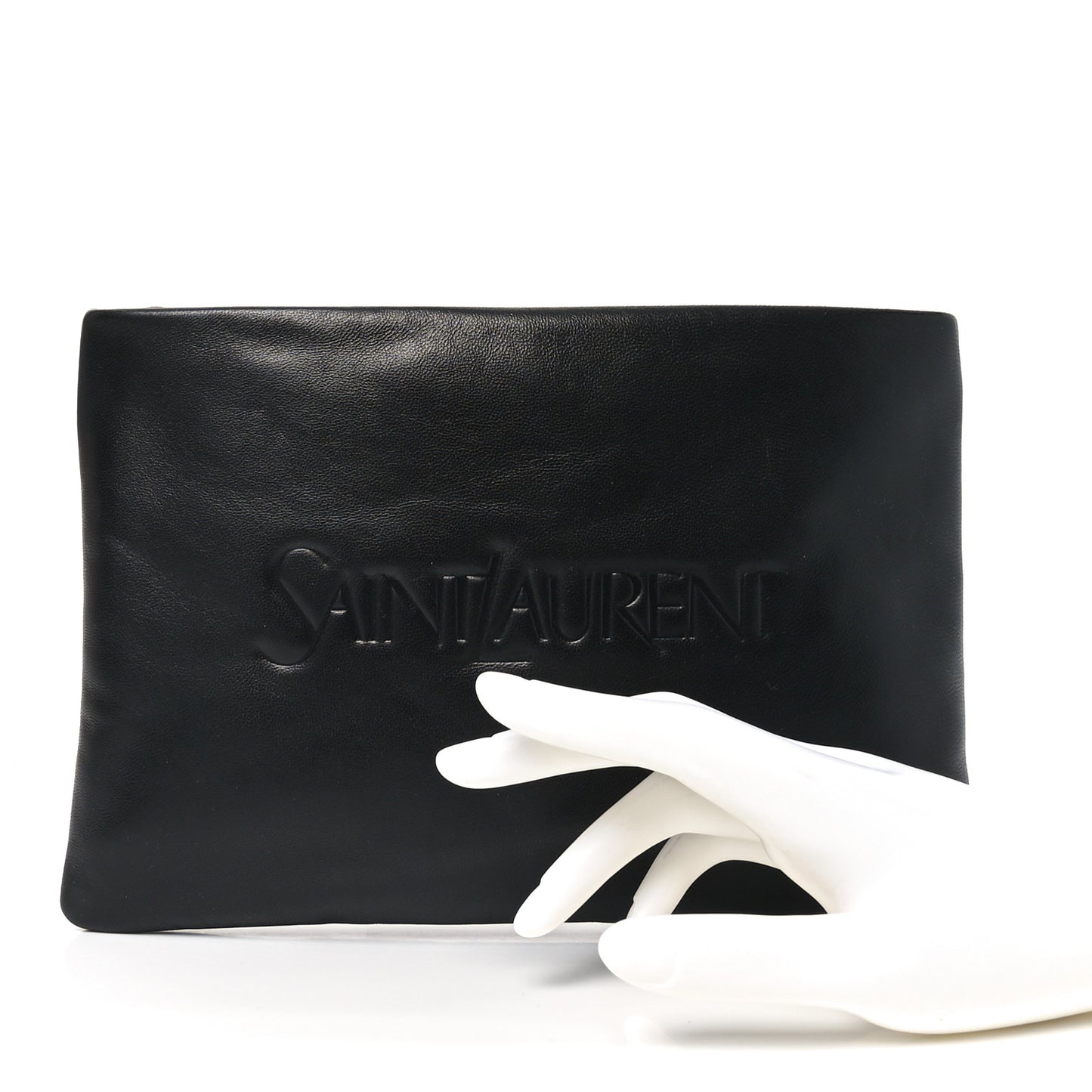 Lambskin Small Puffy Pouch Black