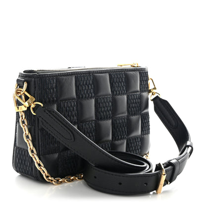 Louis Vuitton LOUIS VUITTON Damier Quilt Lambskin Troca Pochette Black 3 of 13