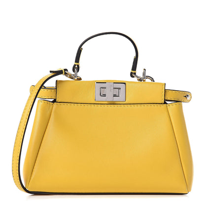 Fendi Shiny Nappa Micro Peekaboo Iconic Satchel Sunflower 1 of 11