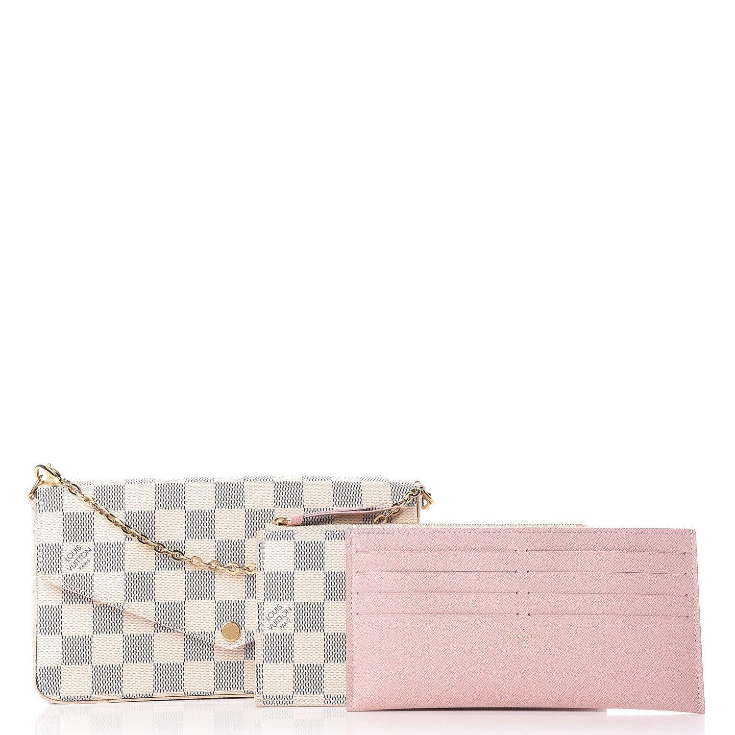 Louis Vuitton Damier Azur Pochette Felicie Chain Wallet Rose Ballerine 5 of 13