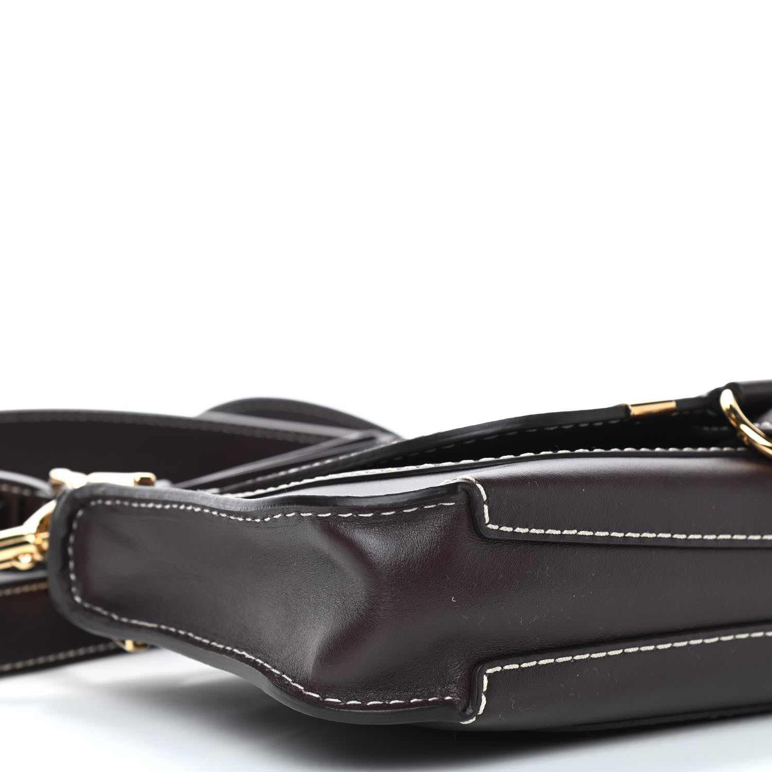 Chloe Shiny Calfskin Small Marcie Saddle Shoulder Bag Black Raisin 7 of 8