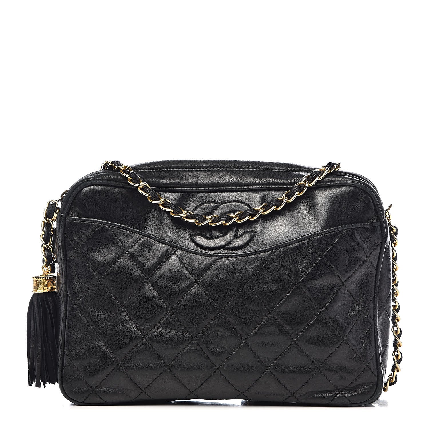 Chanel Lambskin Quilted CC Tassel Camera Case Black 1 of 16