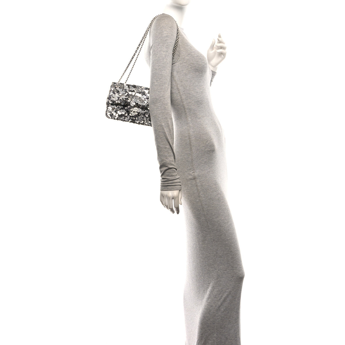 Sequin Mini Rectangular Flap Silver