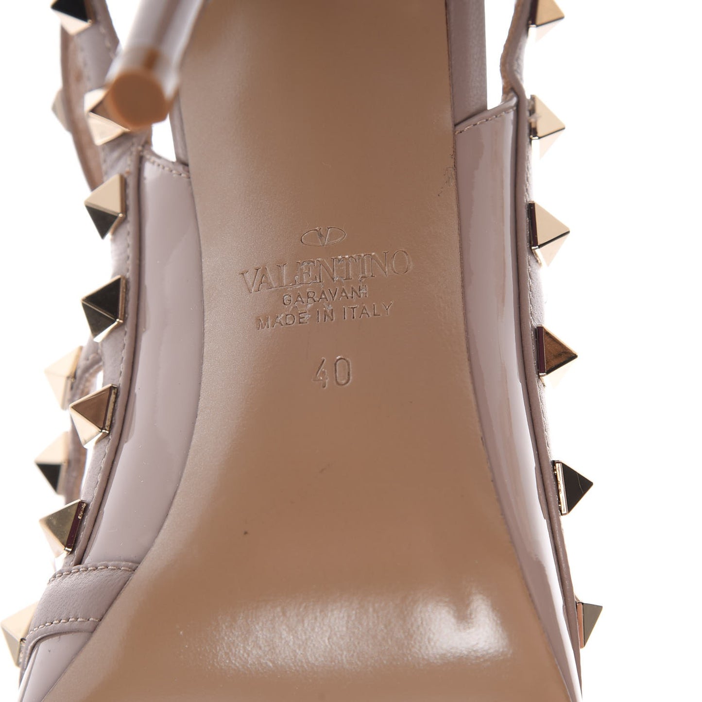 Patent Rockstud Ankle Strap Pumps 40 Poudre