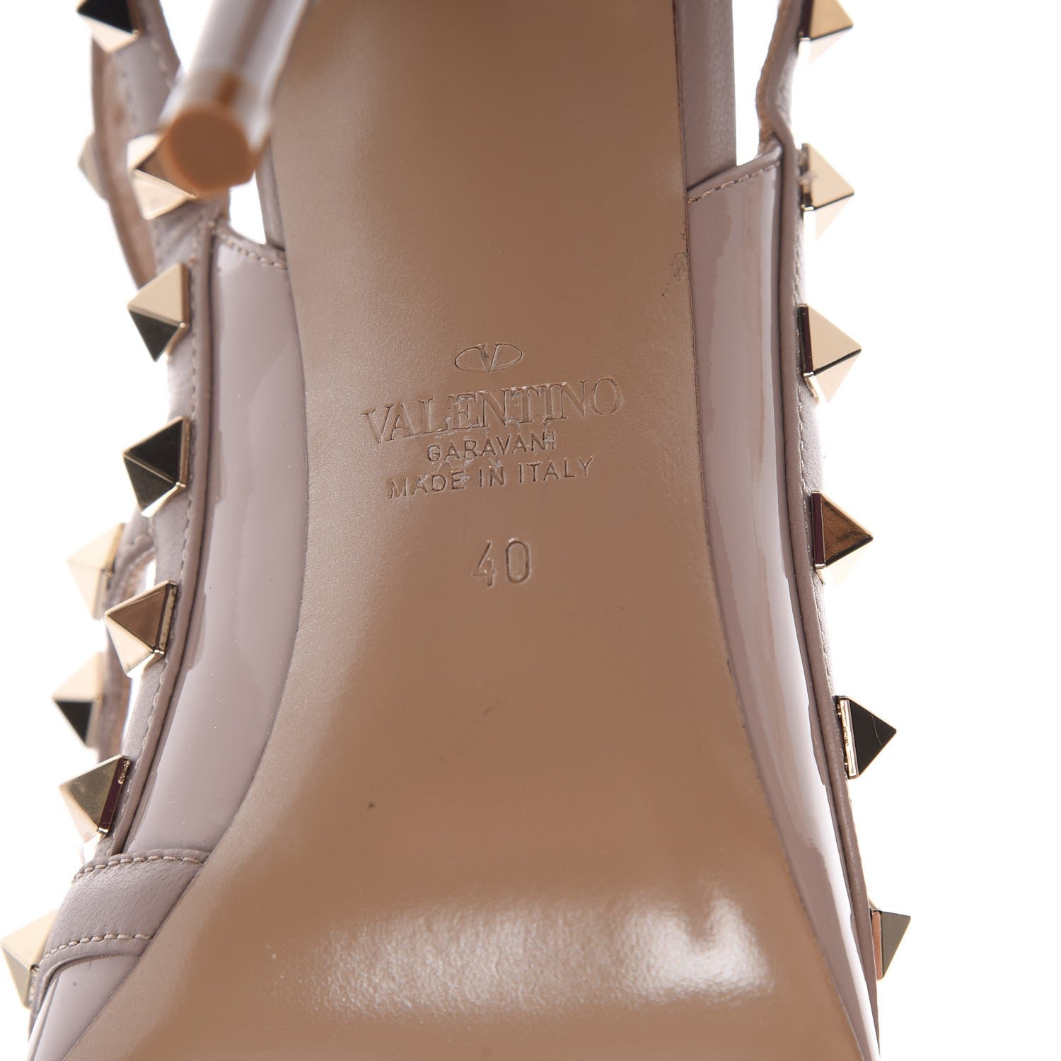 Valentino Garavani Patent Rockstud Ankle Strap Pumps 40 Poudre 6 of 8
