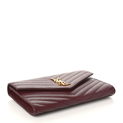Saint Laurent Grain De Poudre Matelasse Chevron Monogram Envelope Clutch Palissandre 4 of 9