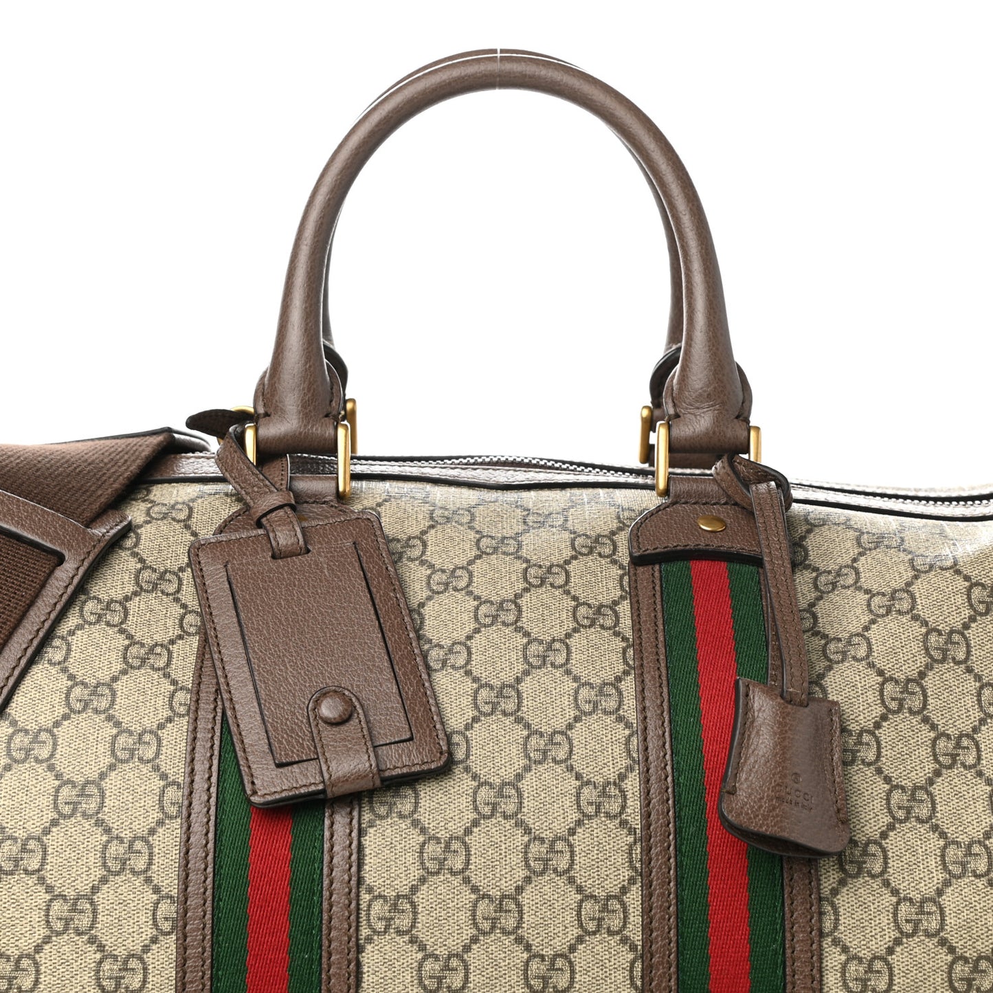 GG Supreme Monogram Web Medium Duffle Bag Brown